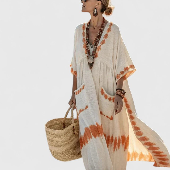 Robe Maxi Bohème à Motifs Ethniques pour Femme
