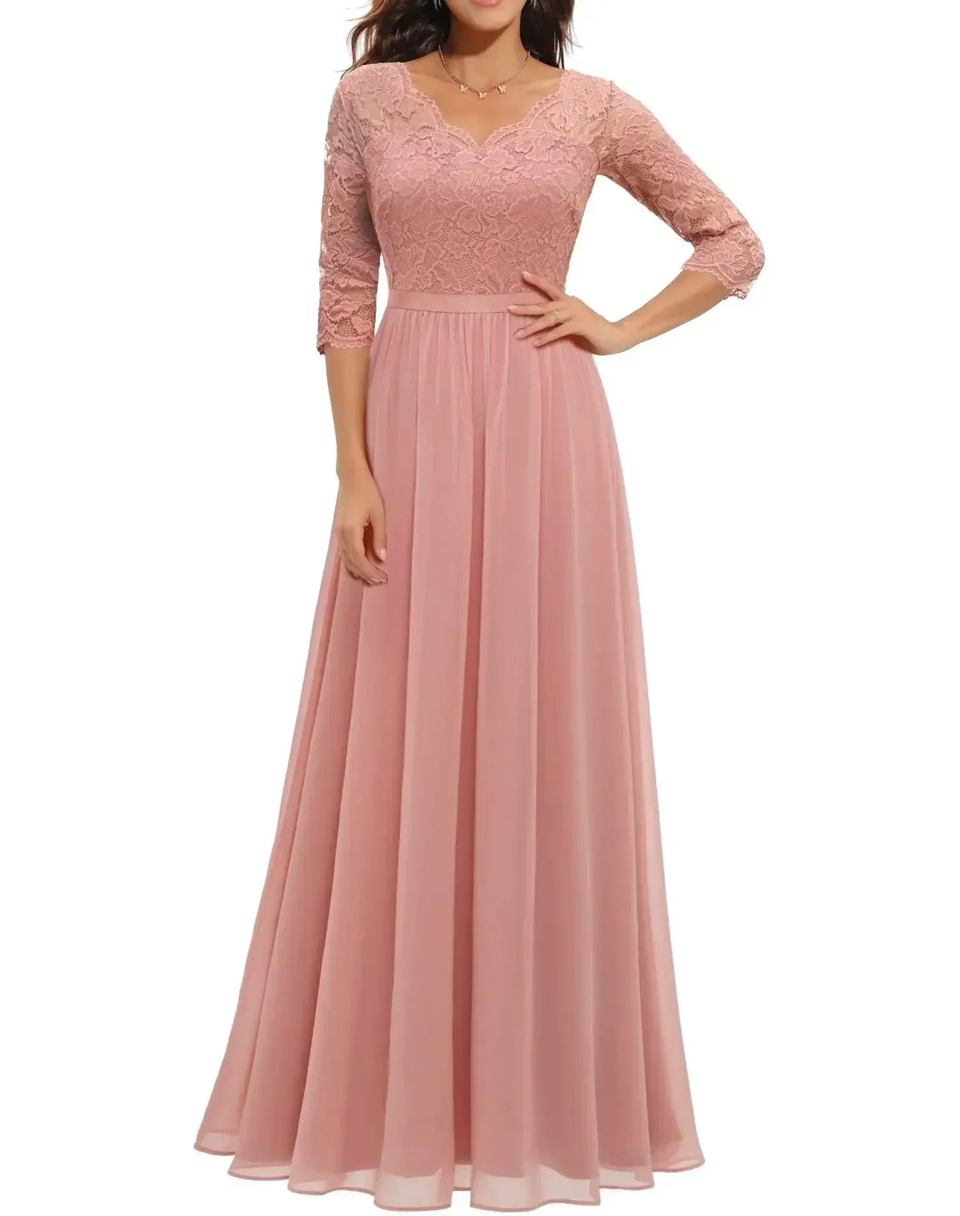 Robe Longue Femme en Dentelle Élégante