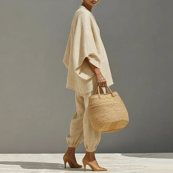 Bohemian Chic Set with Flowing Top and Loose Pants