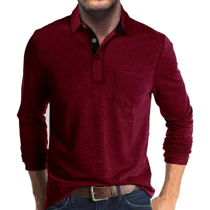 Pánský ležérní svetr s knoflíkovým límcem