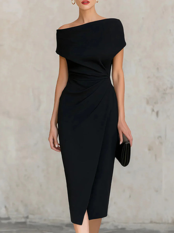 Robe Midi Plissée Fendue Femme Soirée