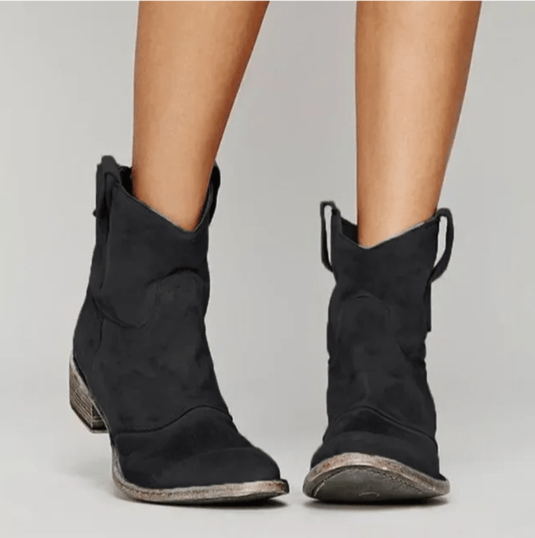Stivaletti western da donna in pelle con tacco basso