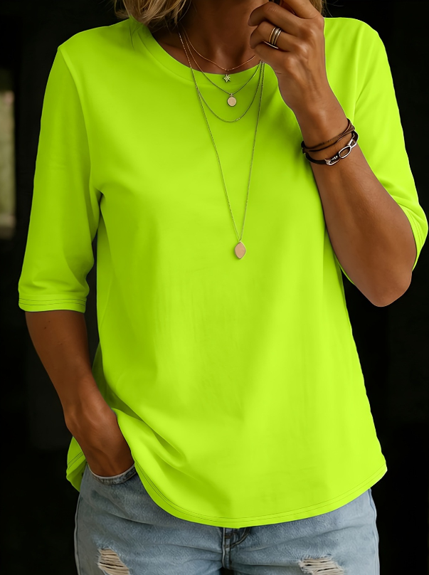 T-shirt Femme à Manches Courtes Col Rond et Coupe Confort