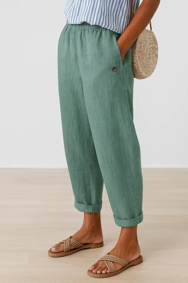 Pantaloni da donna casual dalla vestibilità fluida alla caviglia con tasche