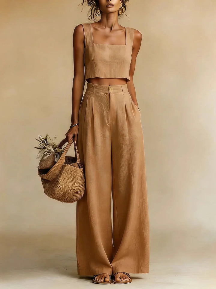 Ensemble Femme Palazzo avec Haut Élégant et Pantalon Fluide