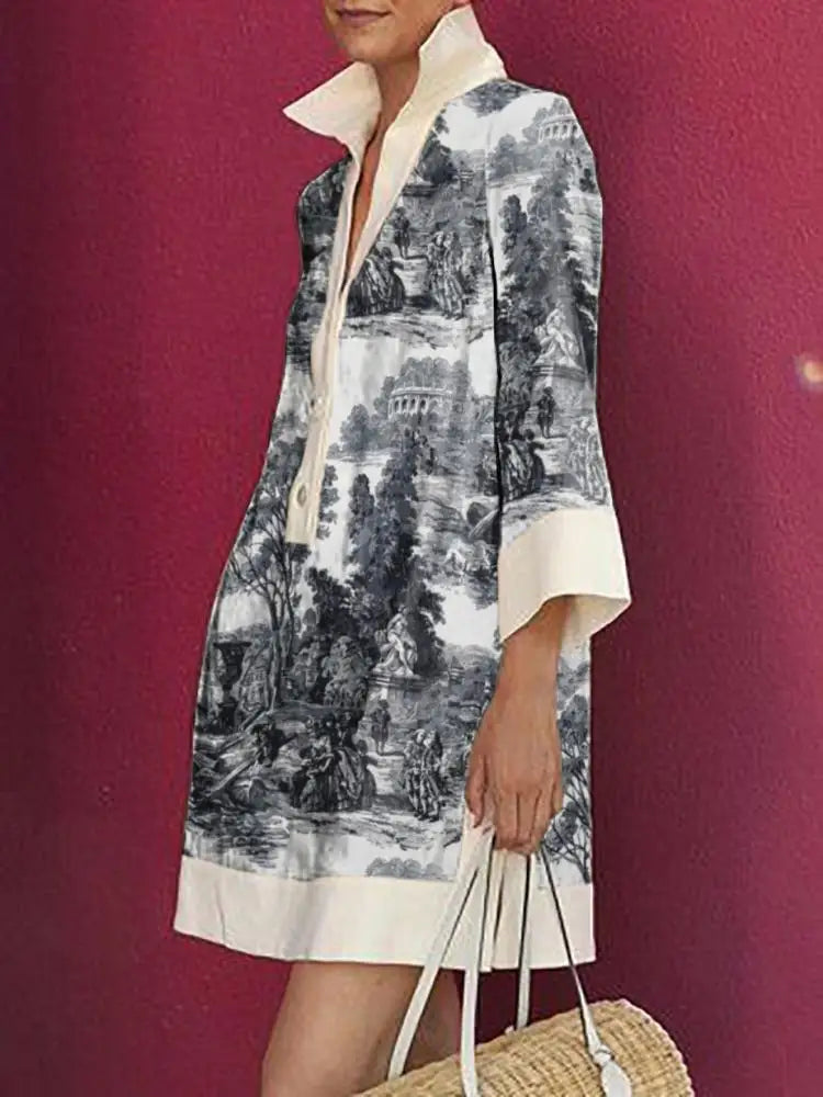 Robe Chemise Imprimée pour Femme à Coupe Décontractée