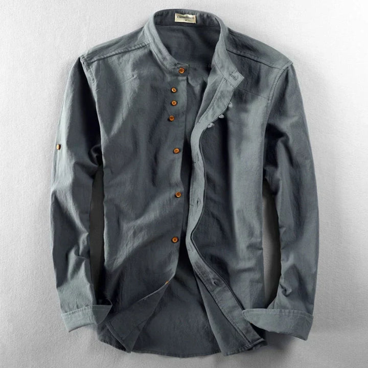 Camicia casual da uomo con colletto alla coreana