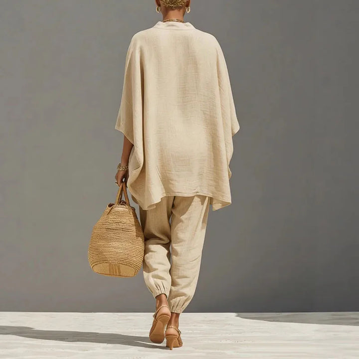 Bohemian Chic Set with Flowing Top and Loose Pants