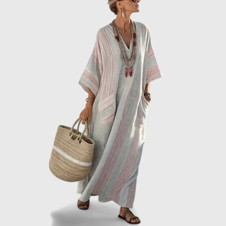 Robe Maxi Bohème à Motifs Ethniques pour Femme