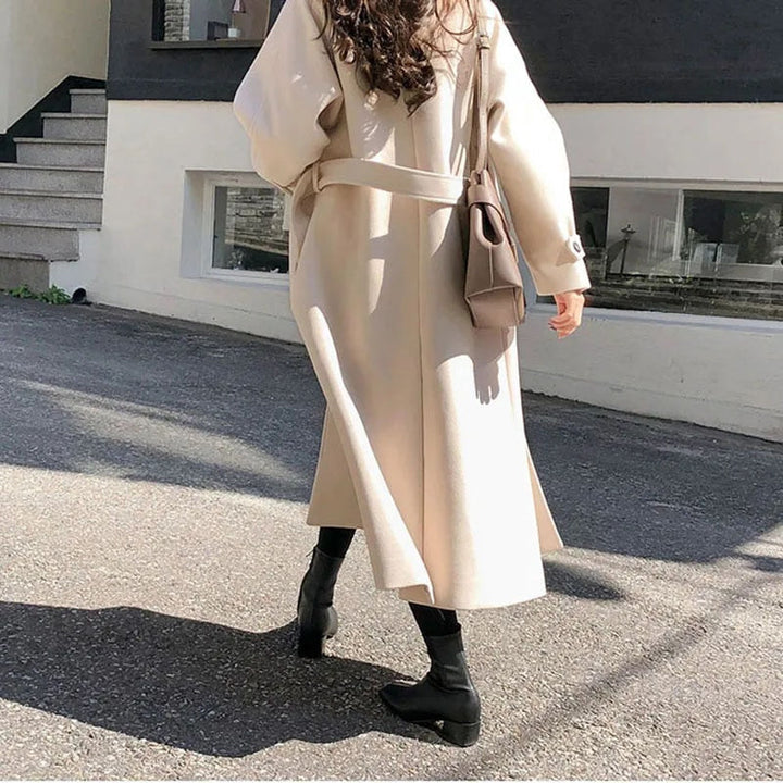 Trench-coat femme long à taille cintrée et col classique