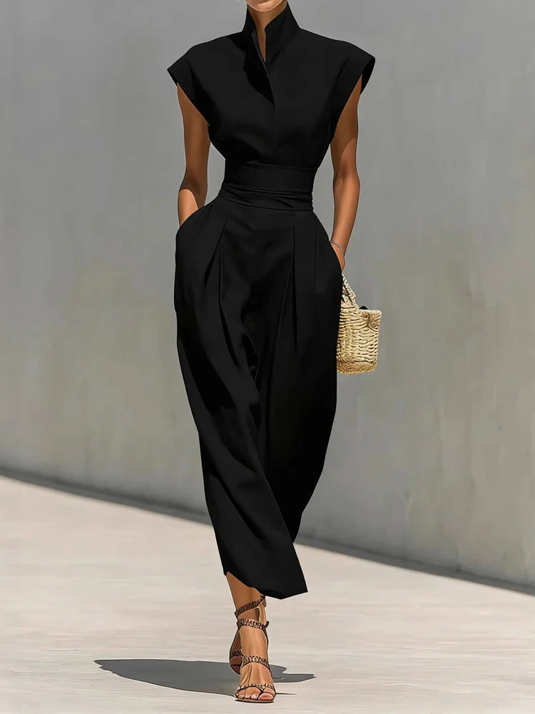 Robe Femme à Col Montant et Poches Pratiques