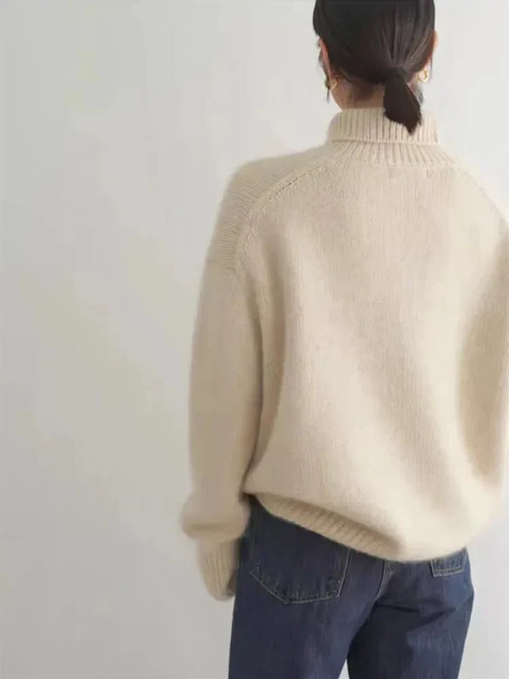 Pull femme à col roulé en maille douce et chaude