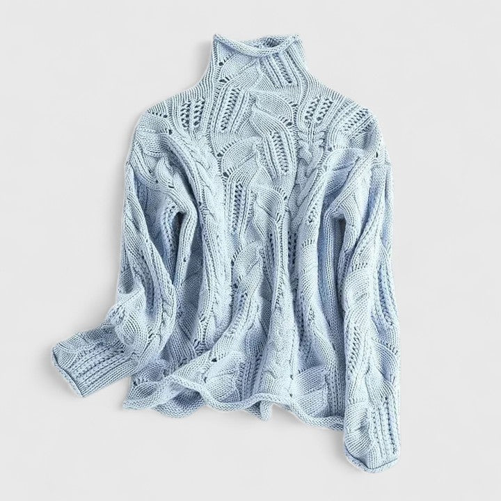 Pullover da donna a collo alto con motivo a trecce