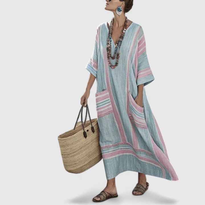 Robe Maxi Bohème à Motifs Ethniques pour Femme
