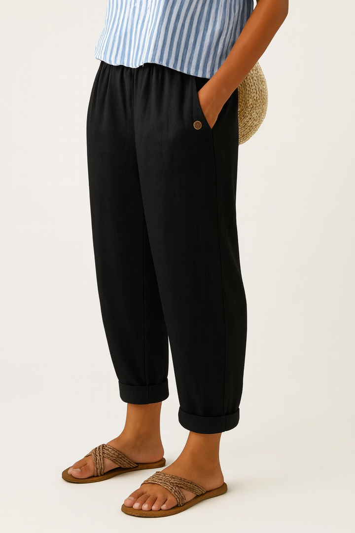 Pantaloni da donna casual dalla vestibilità fluida alla caviglia con tasche