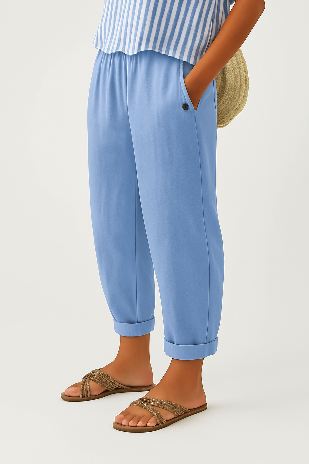 Pantaloni da donna casual dalla vestibilità fluida alla caviglia con tasche