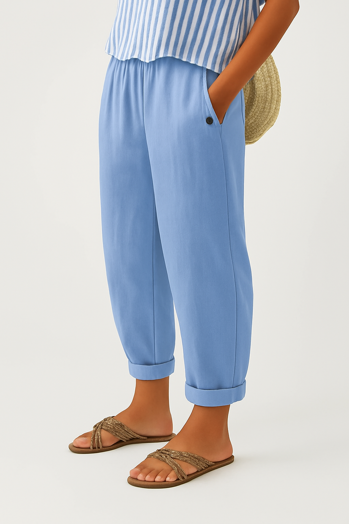 Pantaloni da donna casual dalla vestibilità fluida alla caviglia con tasche