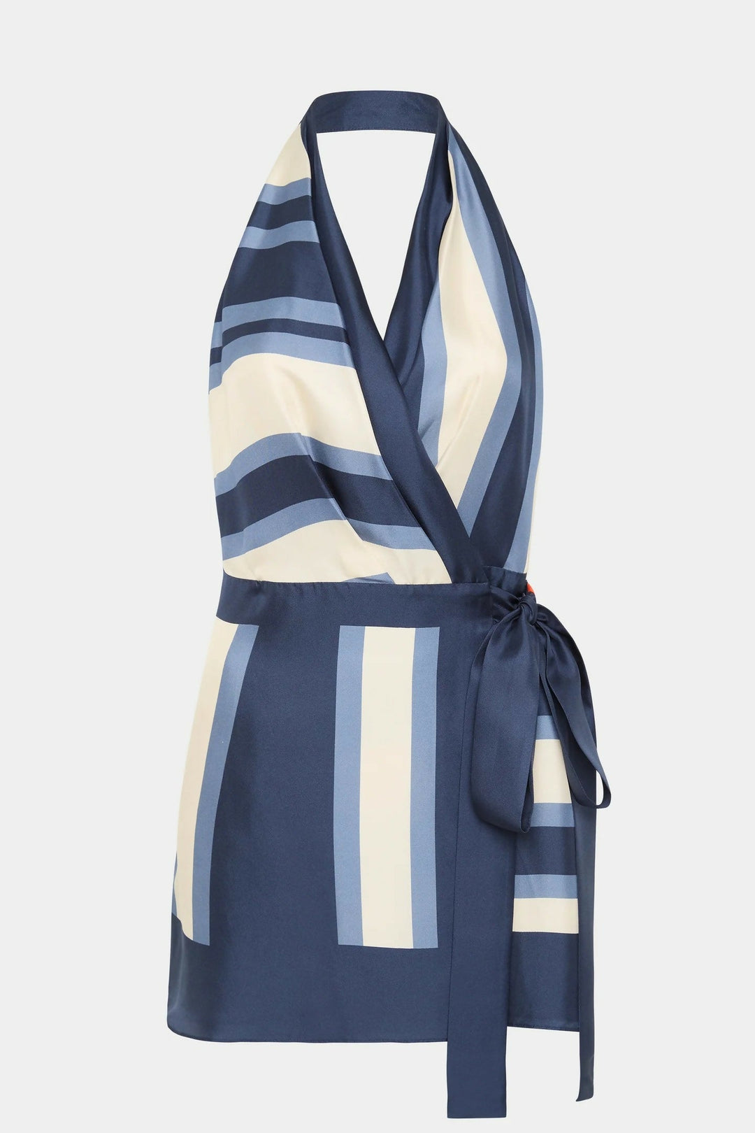 Robe Mini Femme Croisée à Rayures et Col Halter