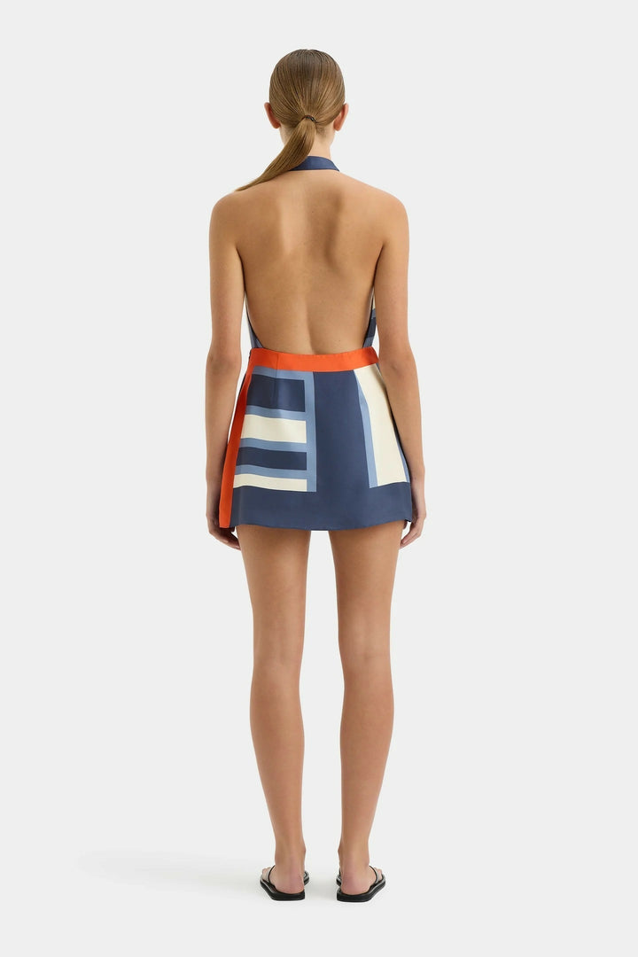 Robe Mini Femme Croisée à Rayures et Col Halter