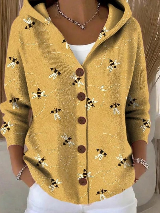 Cardigan Femme à Capuche et Boutons Coloré