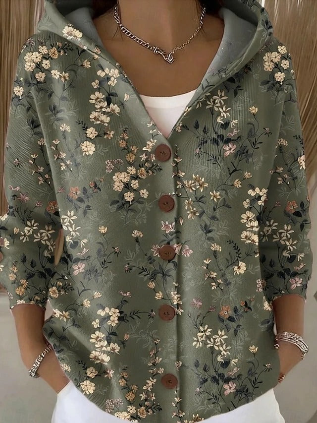 Cardigan Femme à Capuche et Boutons Coloré