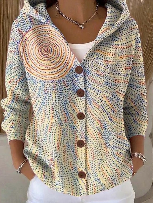 Cardigan Femme à Capuche et Boutons Coloré