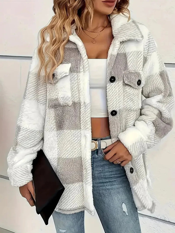 Sovracamicia oversize a quadri da donna