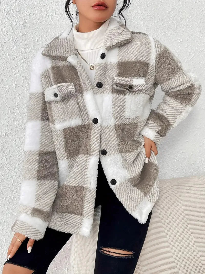 Sovracamicia oversize a quadri da donna