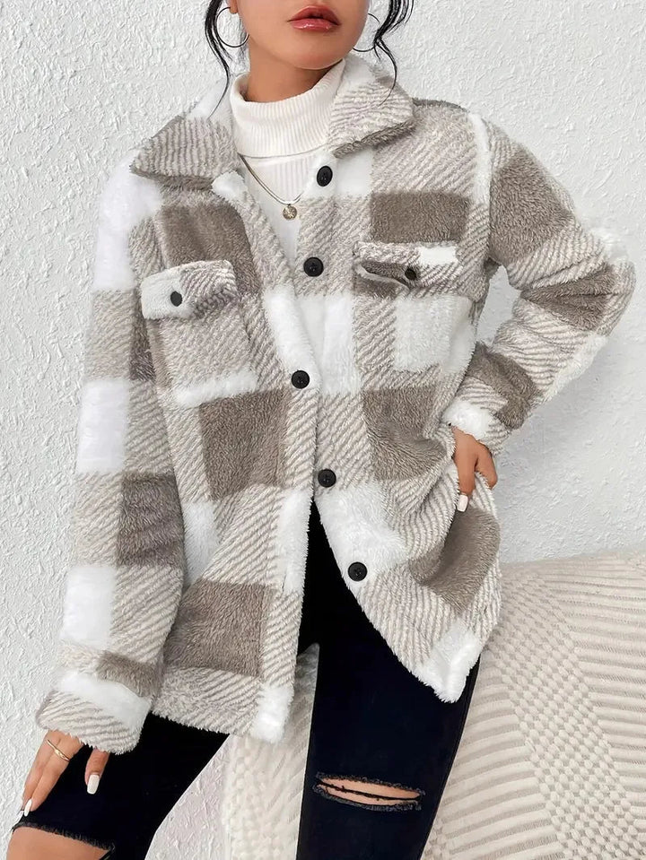 Sovracamicia oversize a quadri da donna
