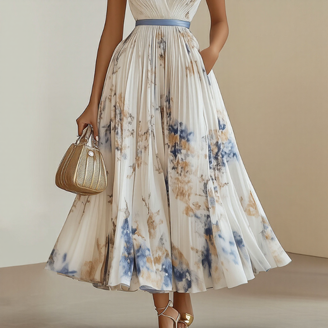 Robe Midi Fleurie à Col V pour Femme Romantique