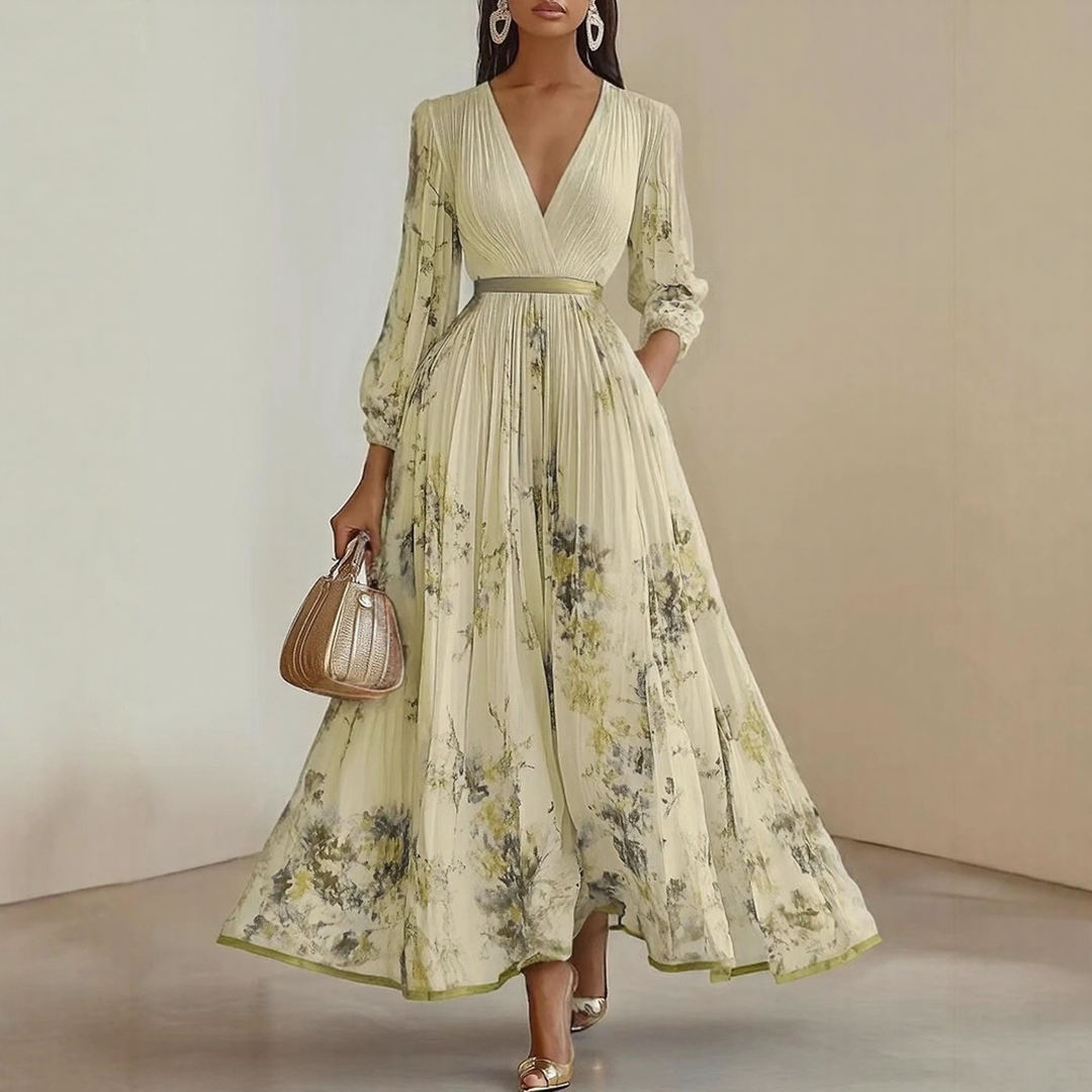 Robe Midi Fleurie à Col V pour Femme Romantique