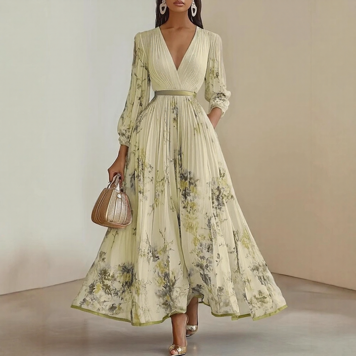 Robe Midi Fleurie à Col V pour Femme Romantique