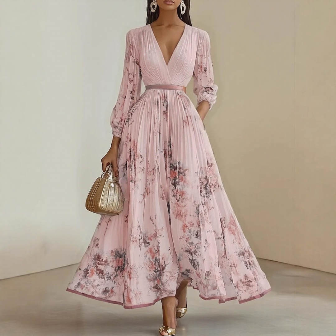 Robe Midi Fleurie à Col V pour Femme Romantique
