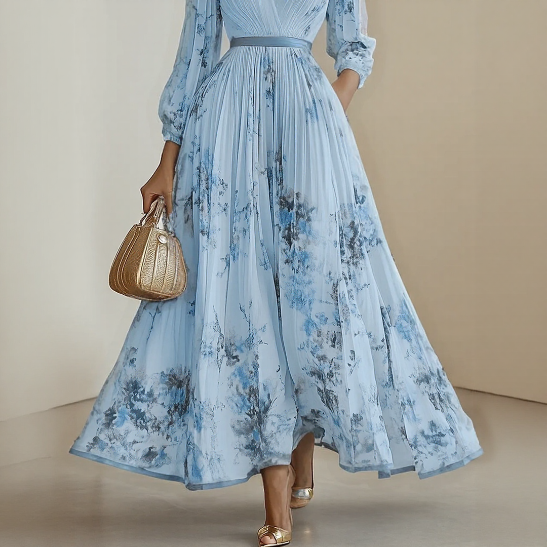 Robe Midi Fleurie à Col V pour Femme Romantique