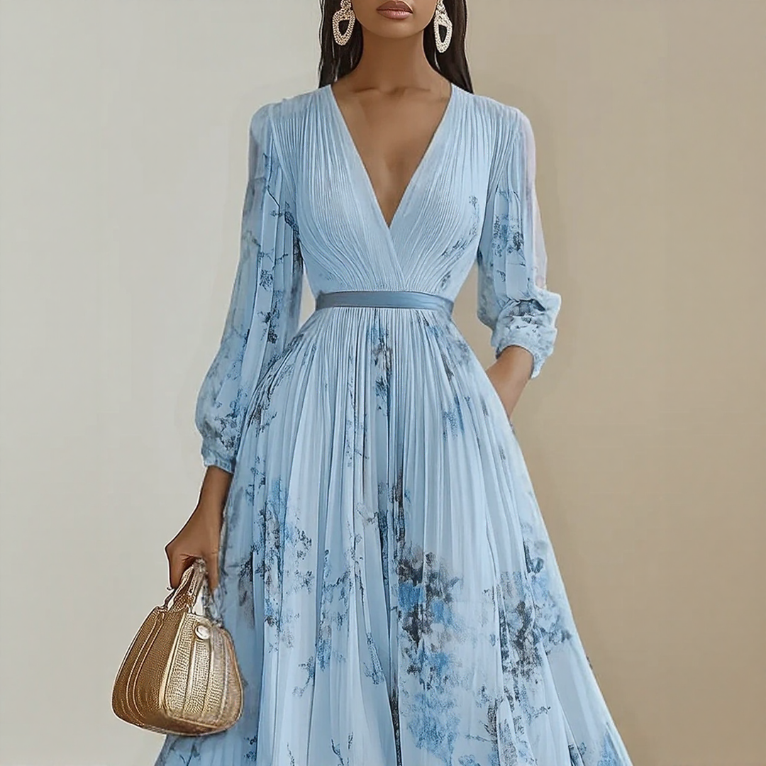 Robe Midi Fleurie à Col V pour Femme Romantique