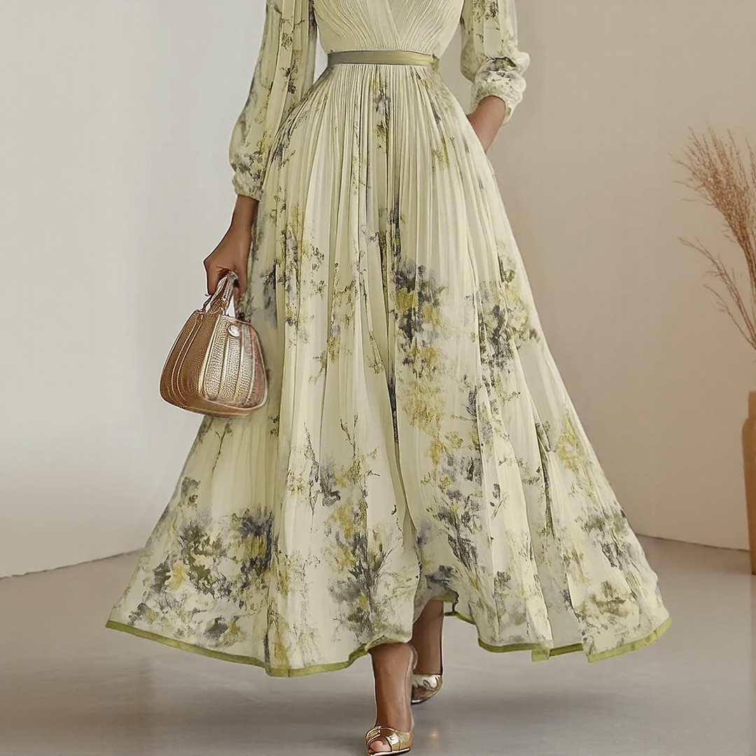 Robe Midi Fleurie à Col V pour Femme Romantique