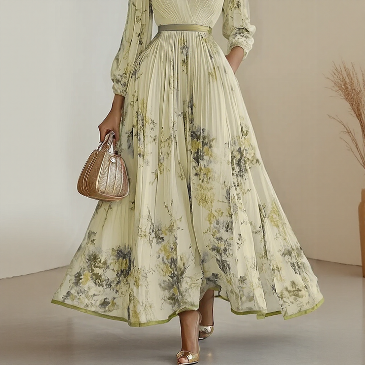 Robe Midi Fleurie à Col V pour Femme Romantique