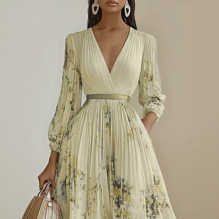 Robe Midi Fleurie à Col V pour Femme Romantique