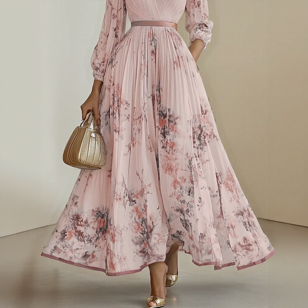 Robe Midi Fleurie à Col V pour Femme Romantique