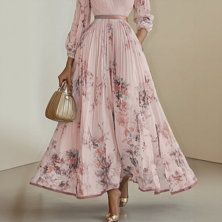 Robe Midi Fleurie à Col V pour Femme Romantique