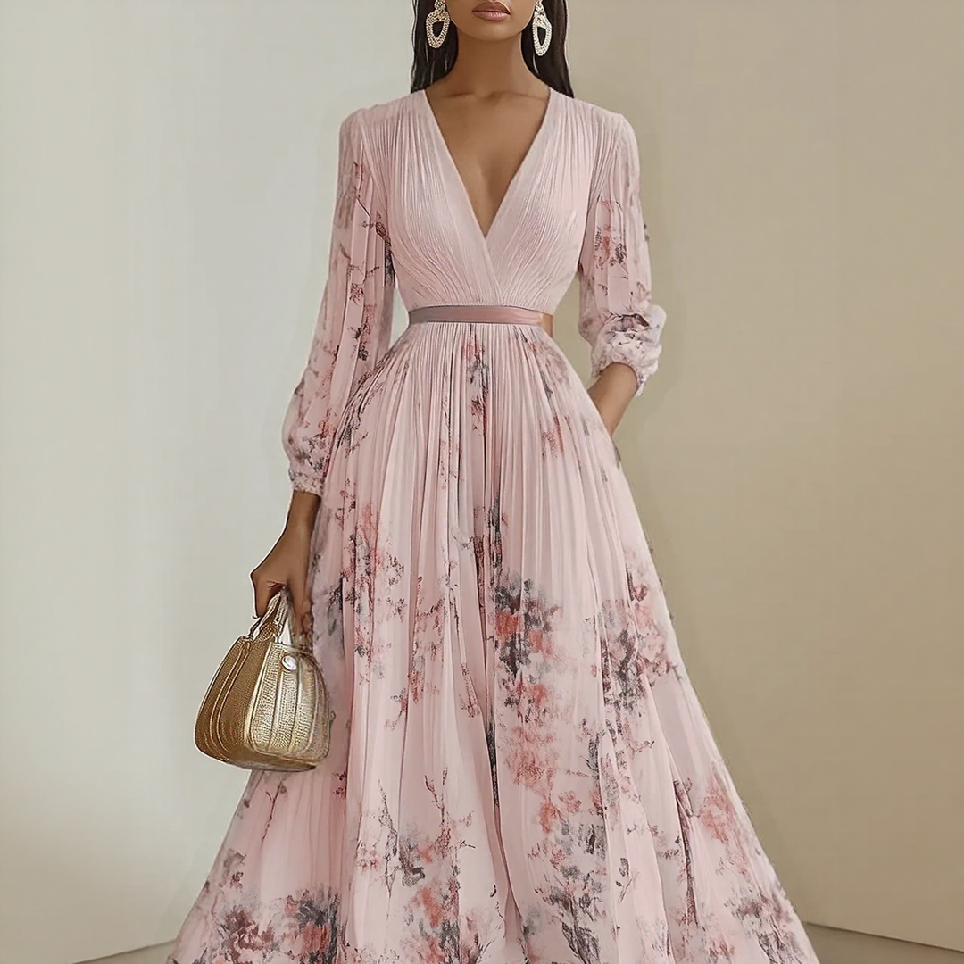 Robe Midi Fleurie à Col V pour Femme Romantique