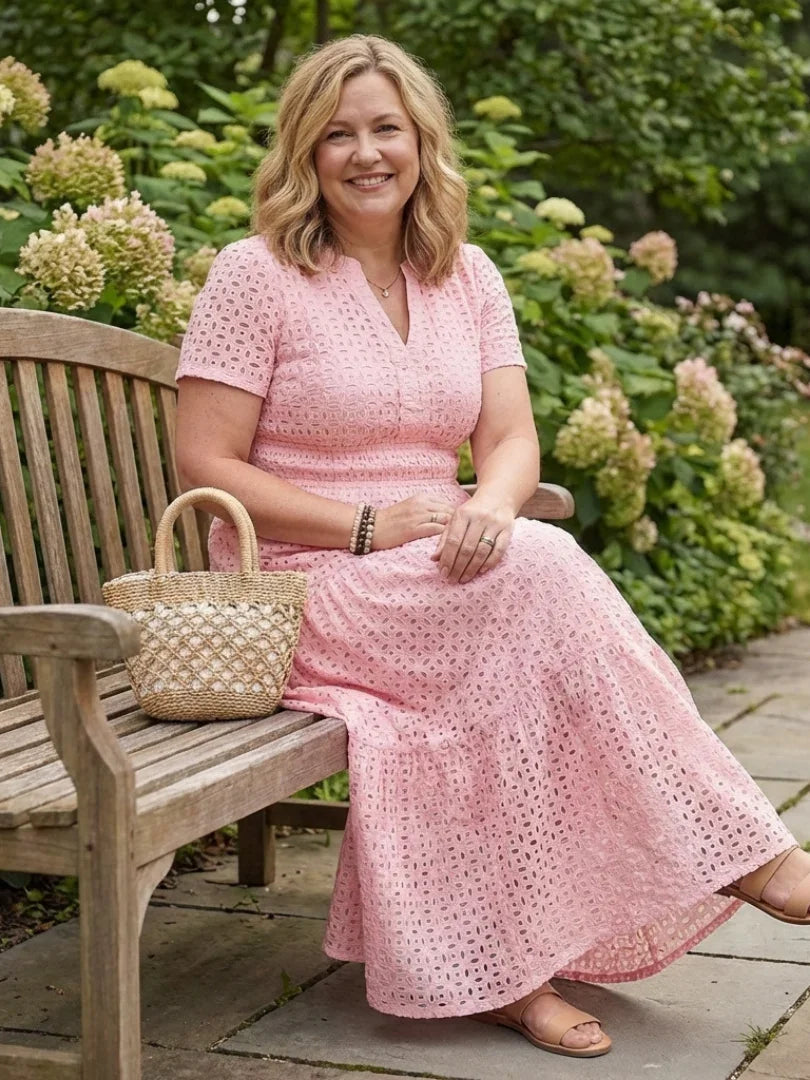 Vestito midi elegante da donna con scollo a V e vita aderente
