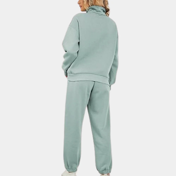 Ensemble de Survêtement en Polaire à Demi-Zip Pour Femme