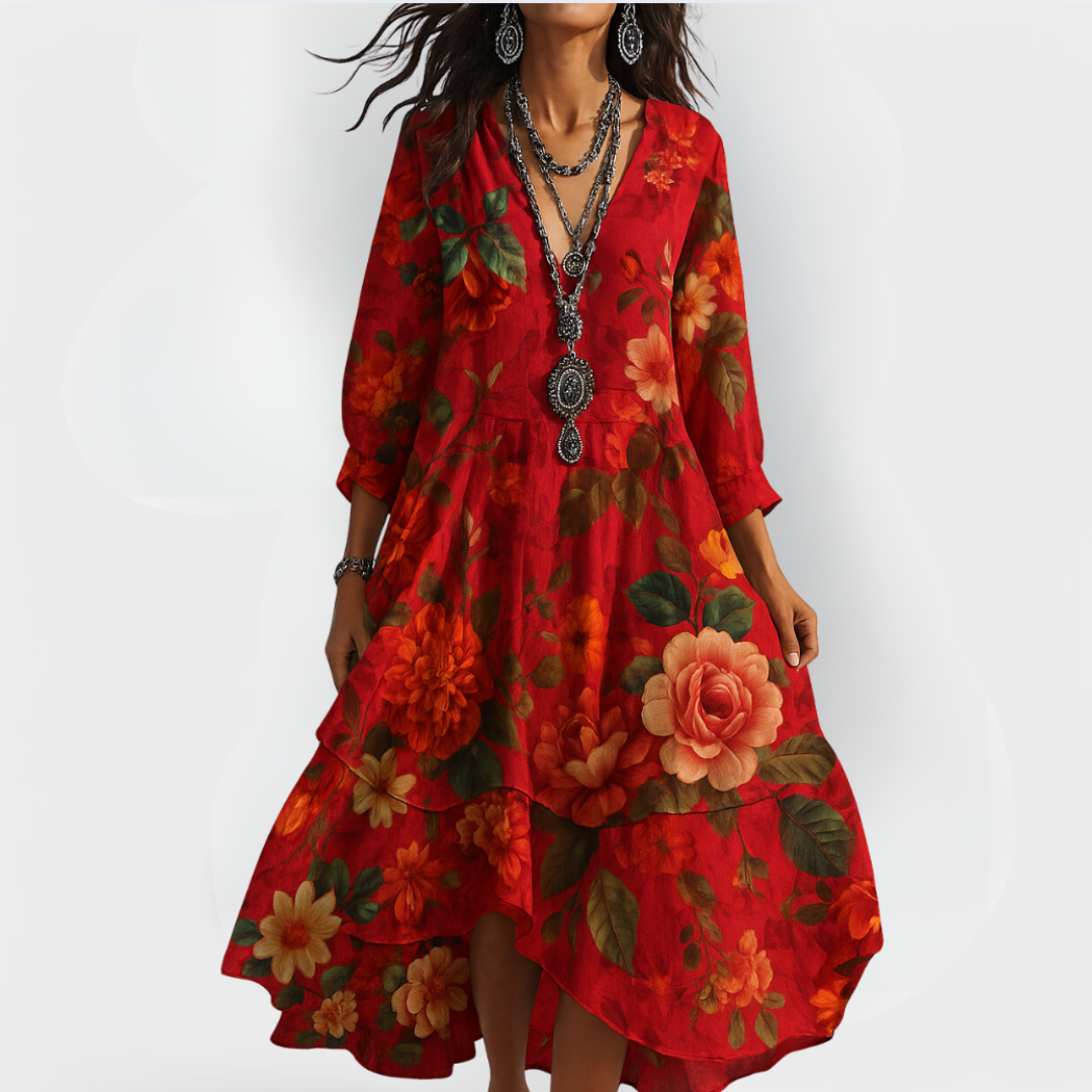 Elegantní dámské květované boho šaty