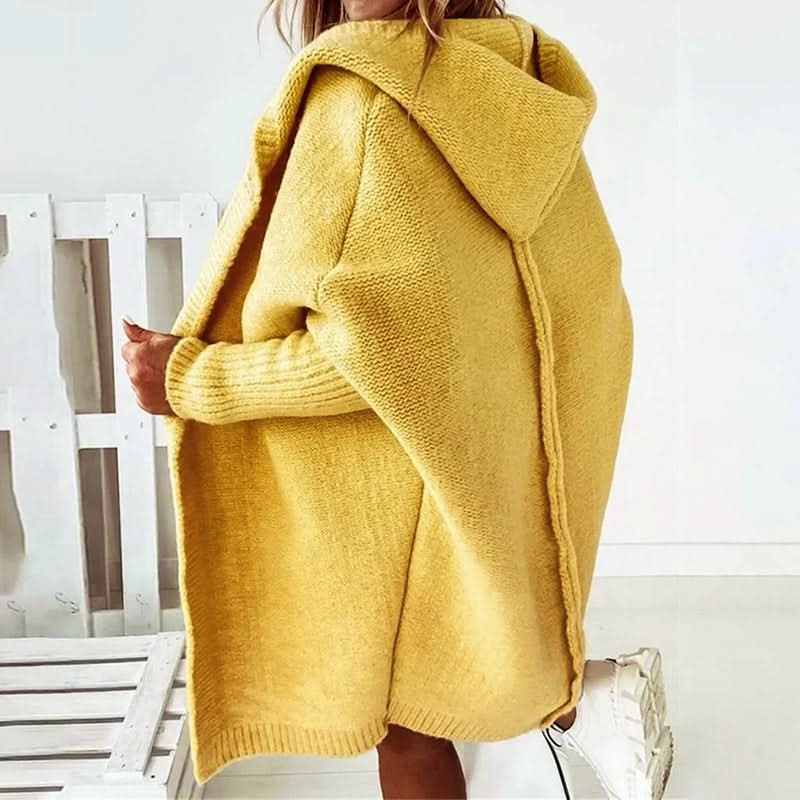 Gilet lungo da donna con cappuccio, abbottonato e dalla vestibilità ampia
