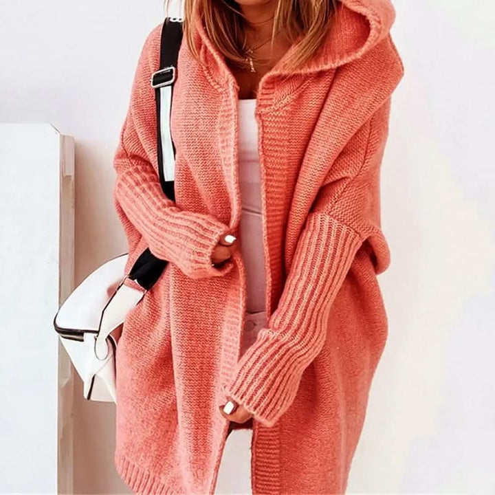 Cardigan en Maille Douillet Pour Femme à Capuche et Ouvert Sur le Devant