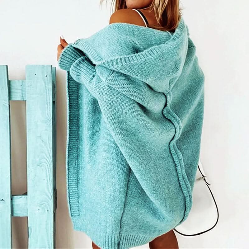 Gilet lungo da donna con cappuccio, abbottonato e dalla vestibilità ampia