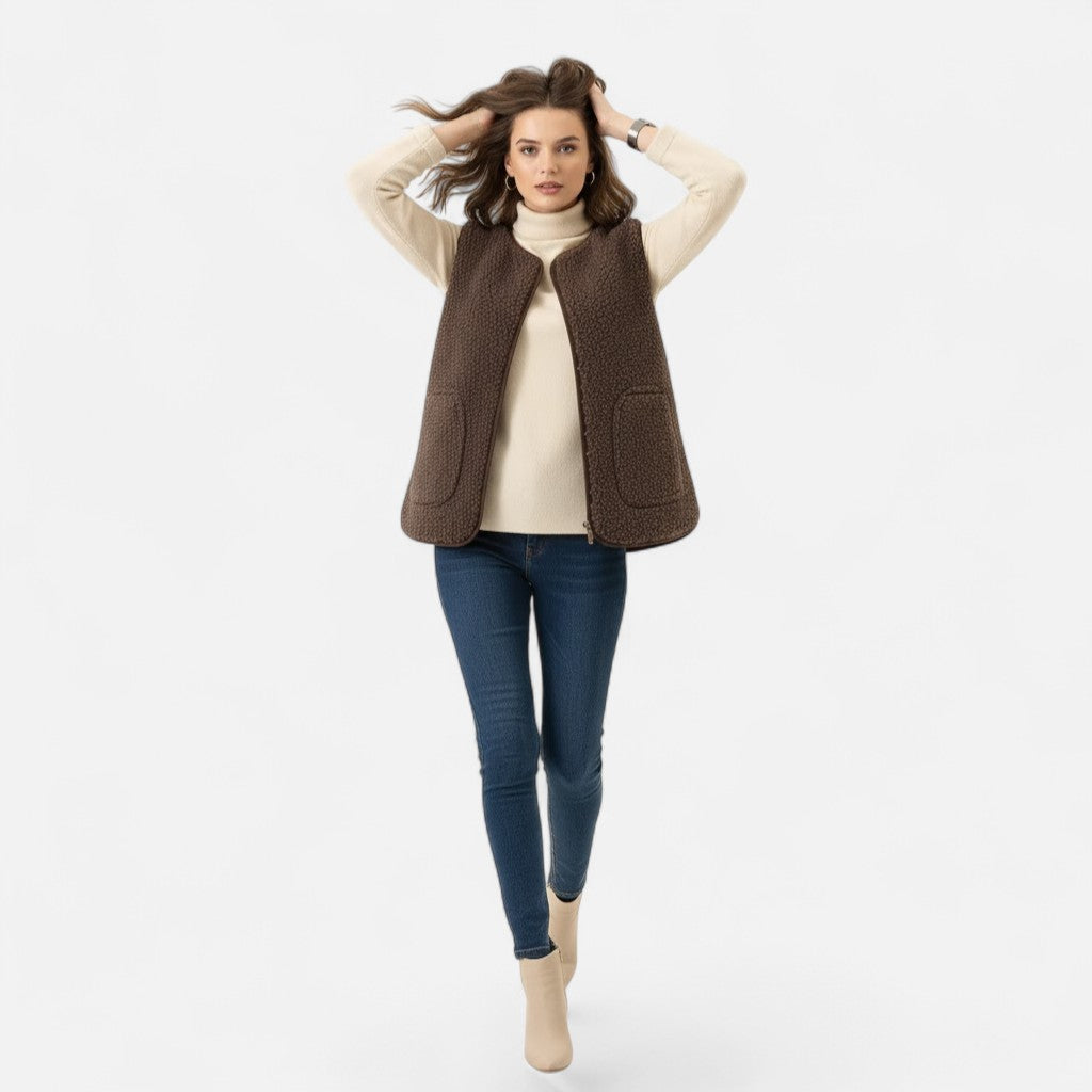 Casual Lined Sleeveless Jacket for Women