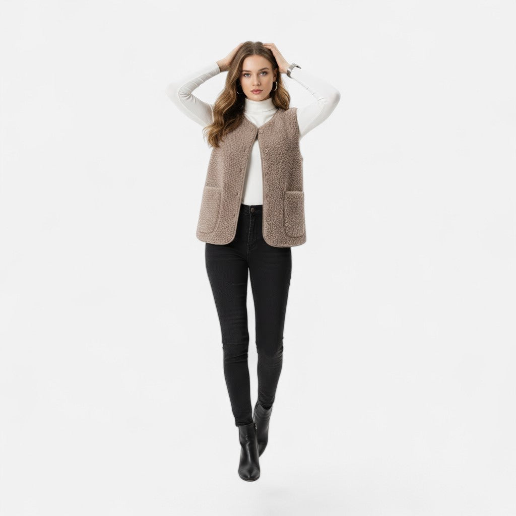 Casual Lined Sleeveless Jacket for Women