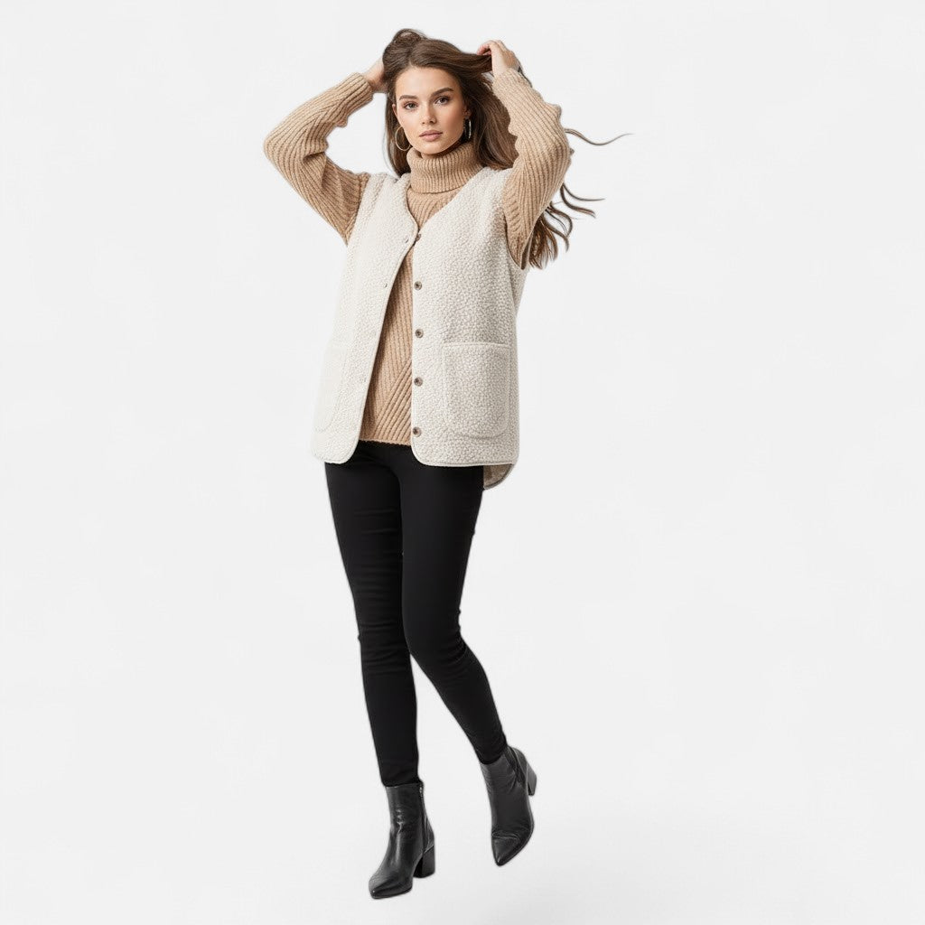 Casual Lined Sleeveless Jacket for Women